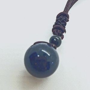 High Quality Natural Adjustable Blue Sandstone Pendant Necklace 16mm